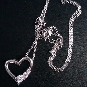 Silver tone heart necklace